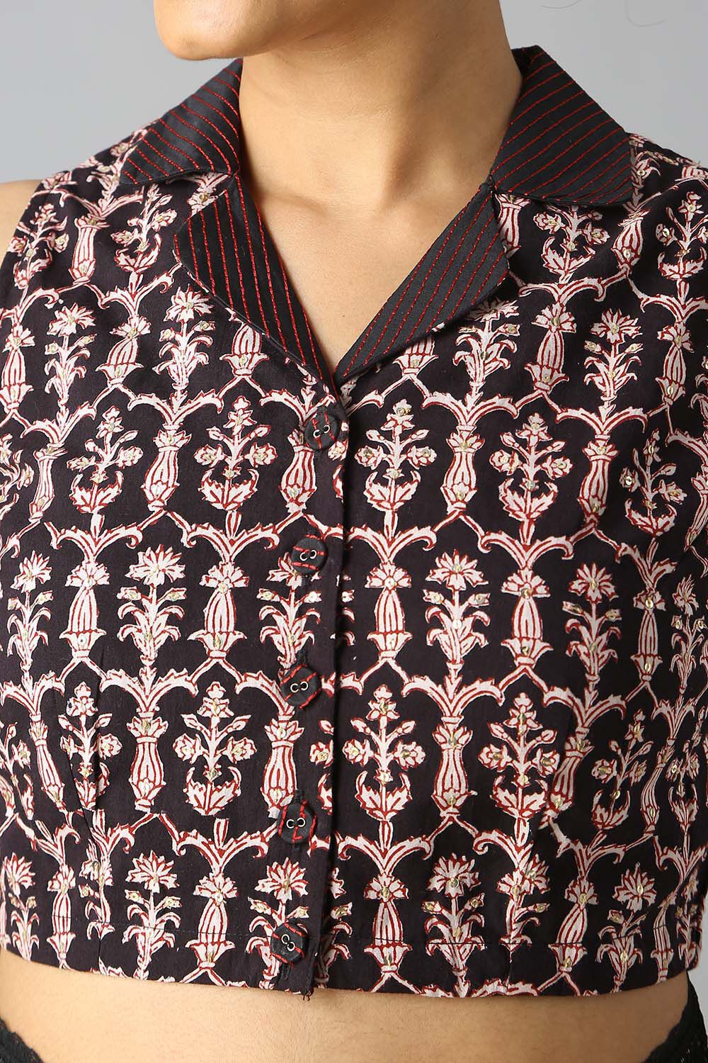 Black Embroidered Blouse image number null