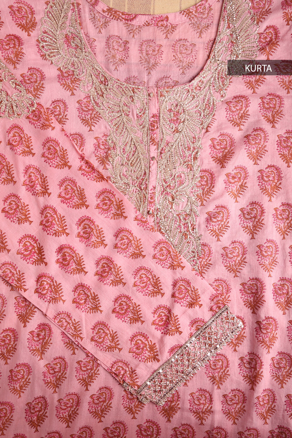 Pink Printed Pure Cotton Suit Set image number null