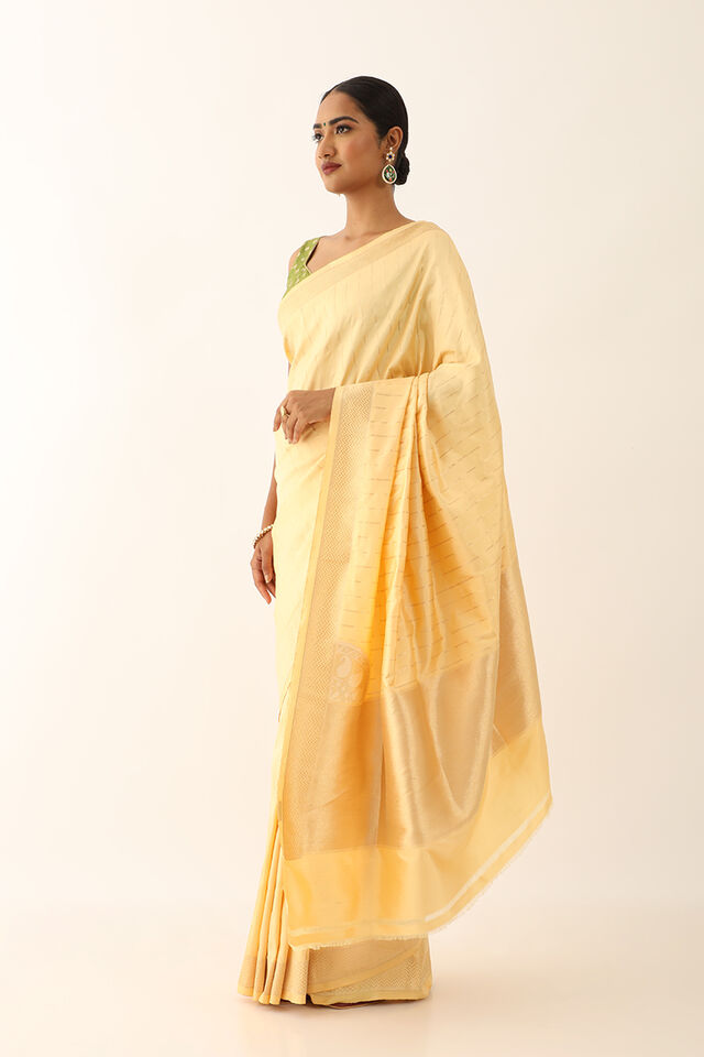 Light Yellow Pure Silk Banarasi Saree
