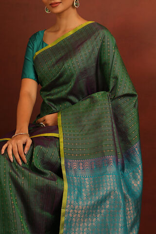 Dark Green Woven Pure Soft Silk Saree thumbnail image number null
