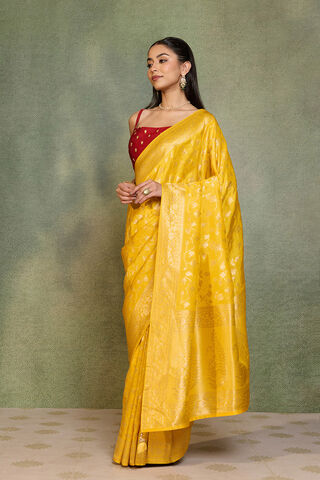 Yellow Woven Pure Viscose Saree thumbnail image number null