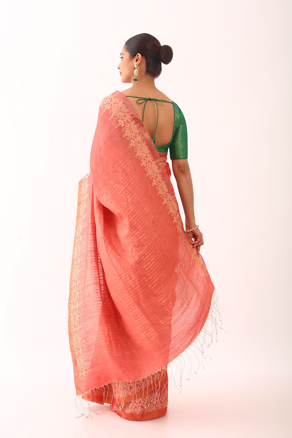 Red Woven Pure Tussar Silk Saree image number null