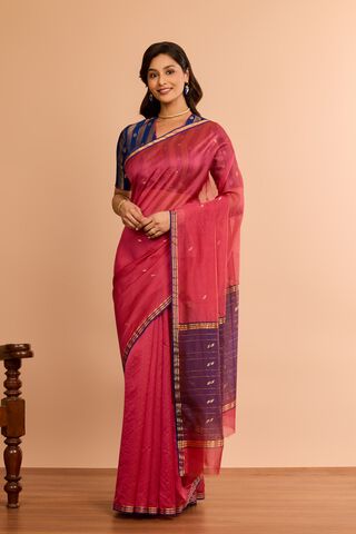 Pink Woven Pure Silk Cotton Chanderi Saree thumbnail image number null