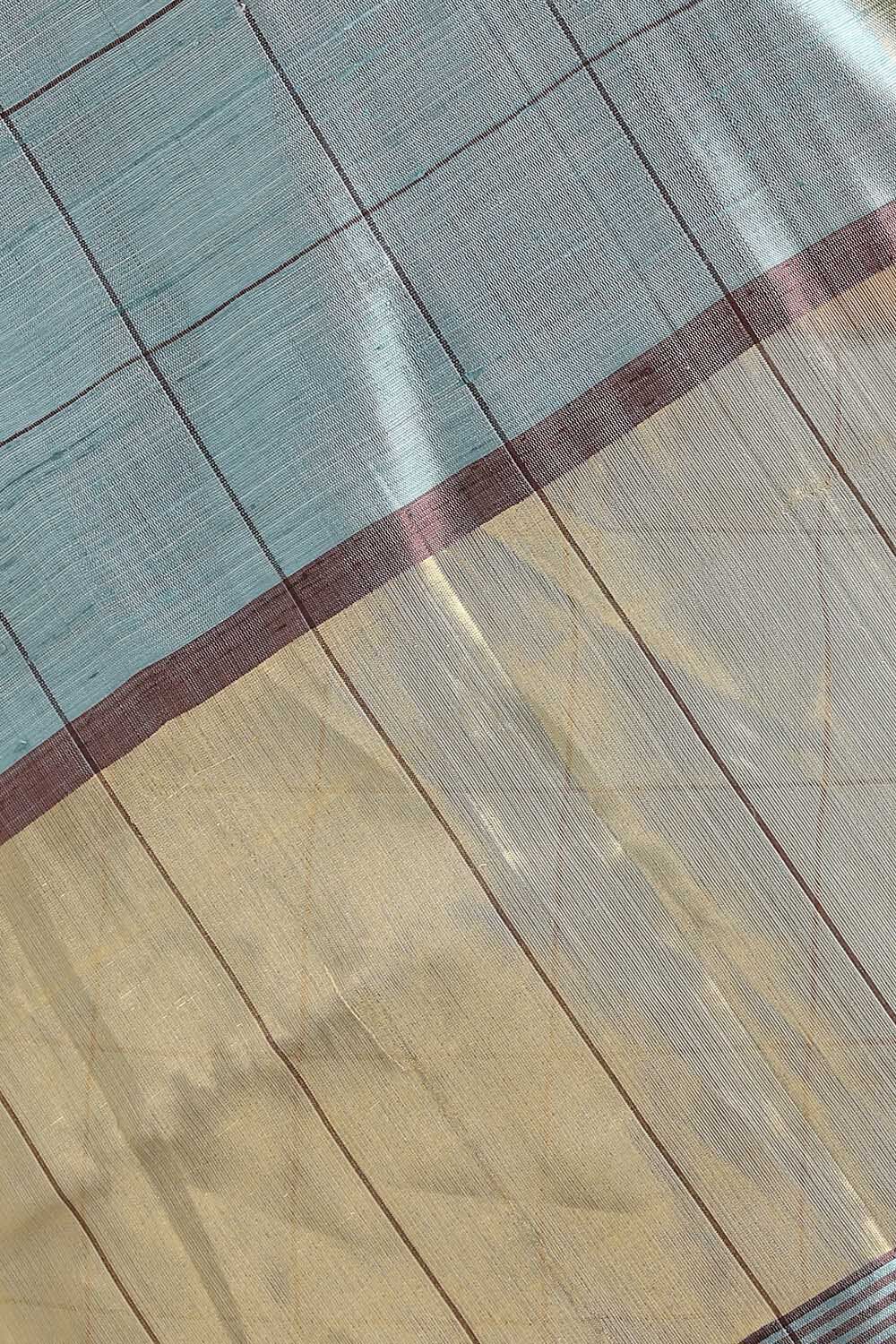 Light Blue Pure Tussar Silk Bhagalpuri Saree image number null