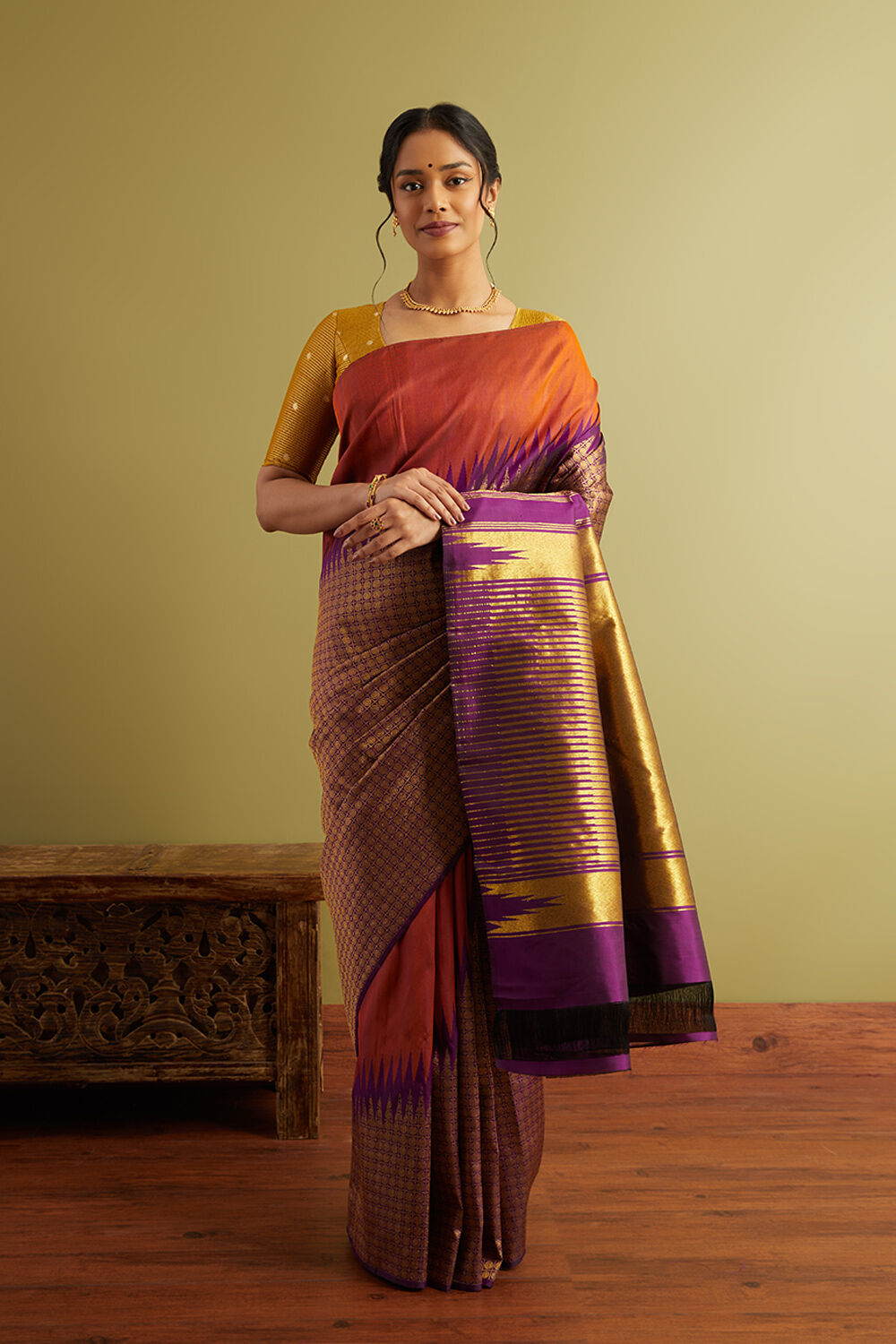 Violet Woven Pure Silk Kanjivaram Saree image number null