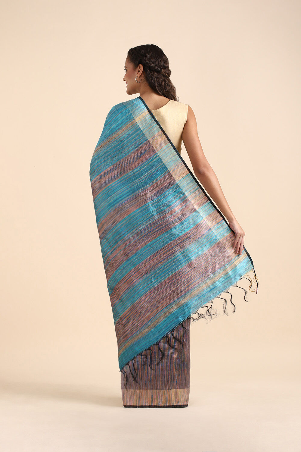 Light Blue Pure Tussar Silk Bhagalpuri Saree image number null
