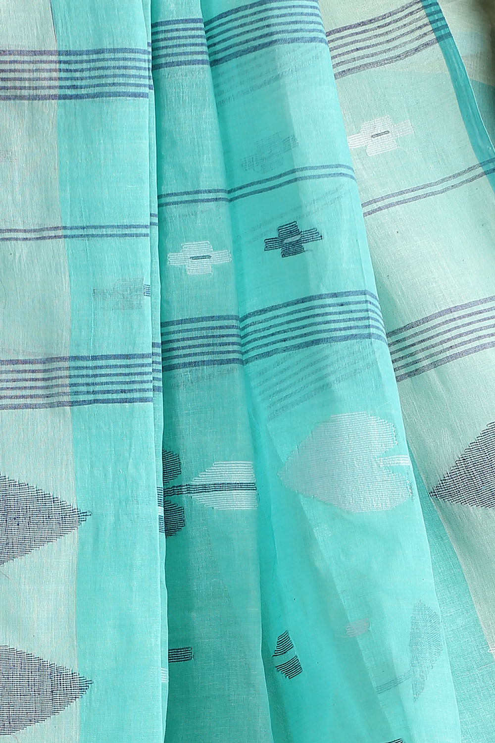 Light Blue Pure Cotton Bengal Jamdani Saree image number null