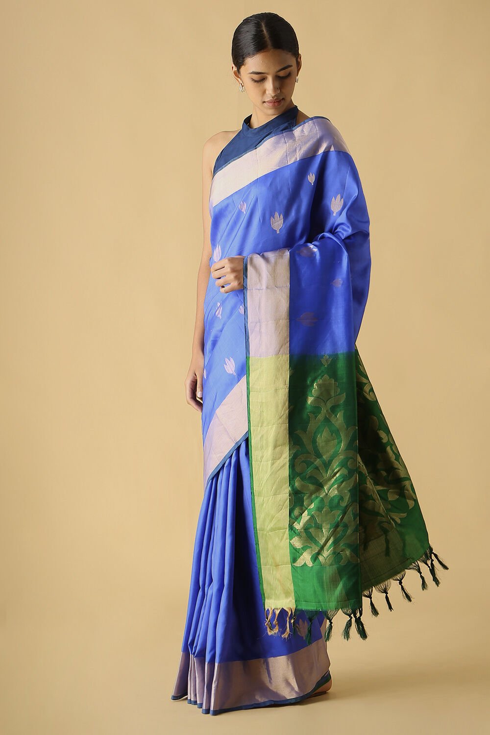 Blue Pure Silk South Saree image number null