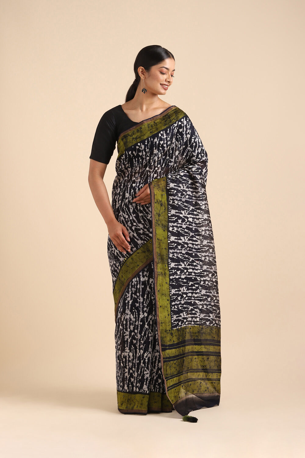 Blue Pure Silk Cotton Chanderi Saree image number null