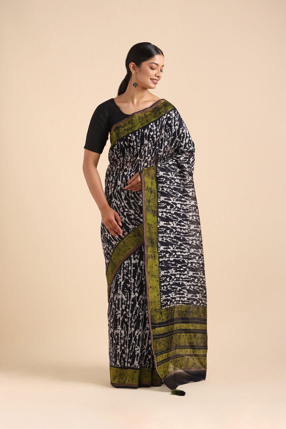 Blue Pure Silk Cotton Chanderi Saree image number null