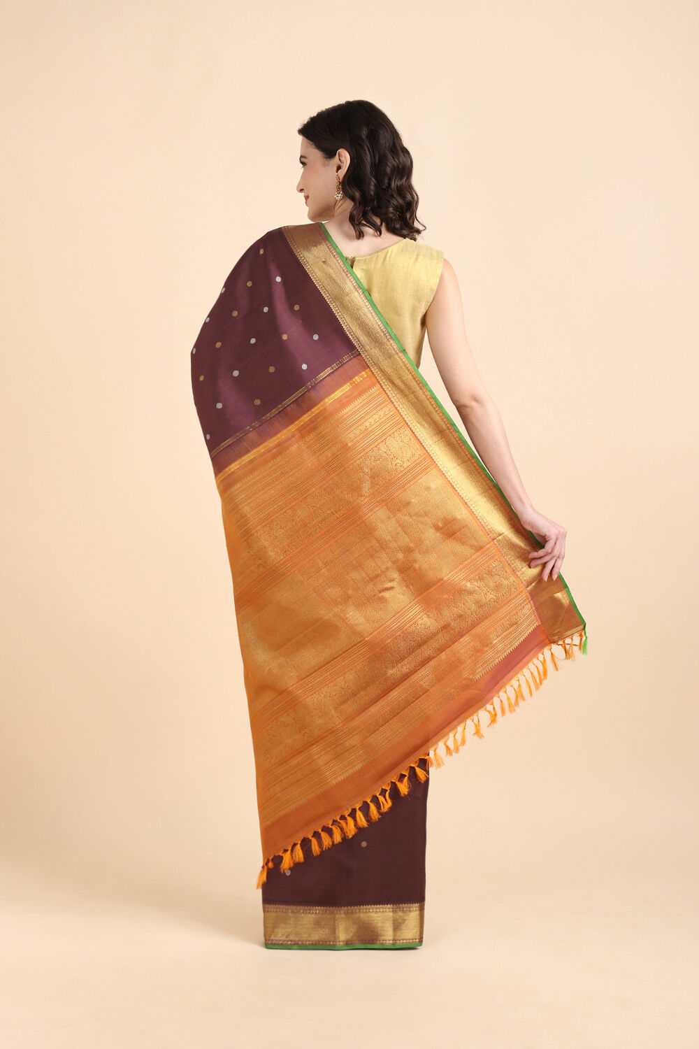 Brown Pure Silk Kanjivaram Saree image number null