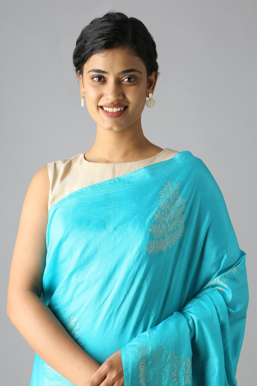Light Blue Pure Silk Tencel South Saree image number null