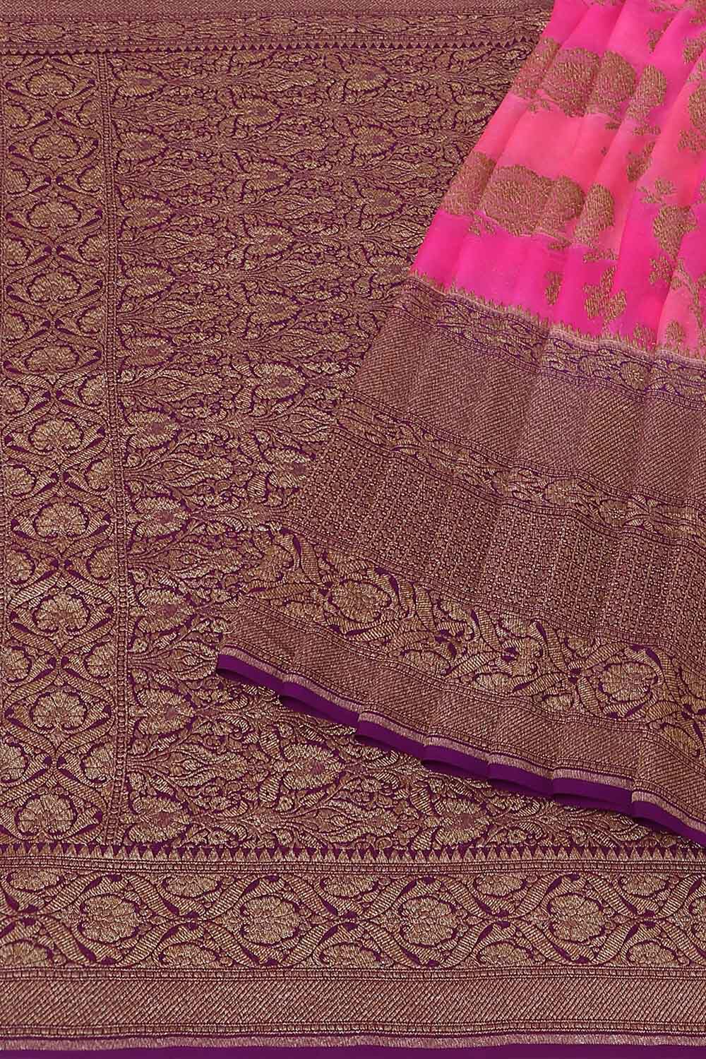 Purple Pure Georgette Banarasi Saree image number null