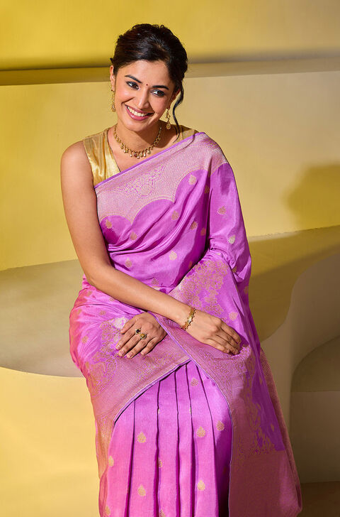 Light Violet Woven Viscose Saree