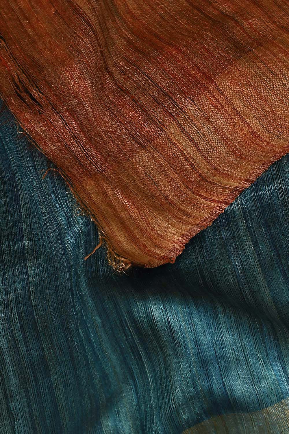 Blue Pure Tussar Silk Tie and Dye Saree image number null