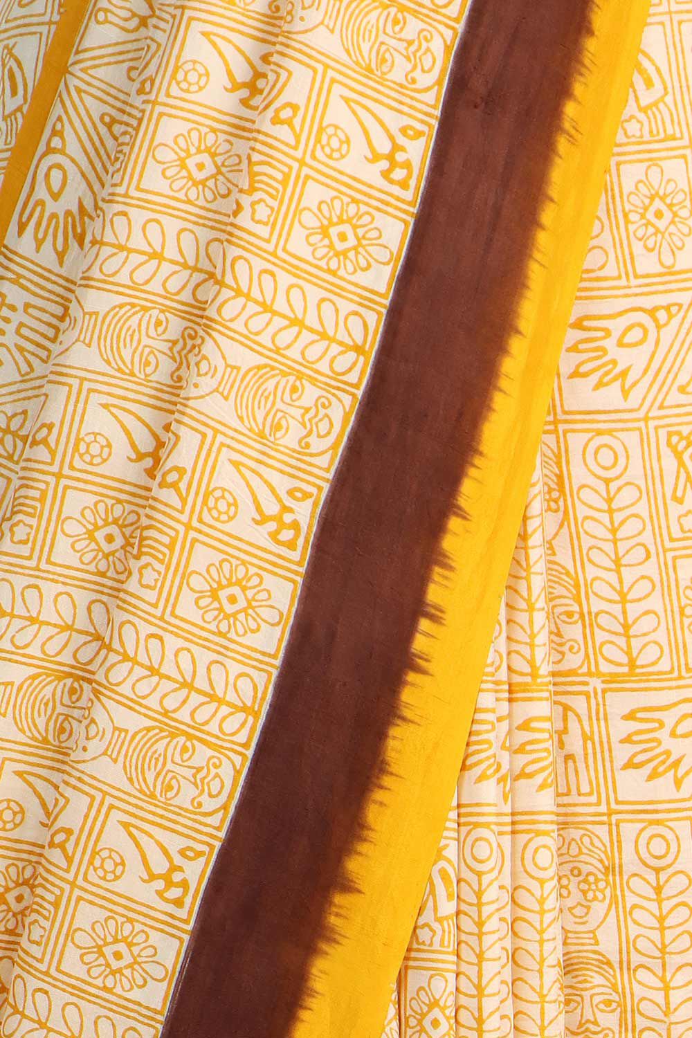 Off Pure White Silk Printed Saree image number null