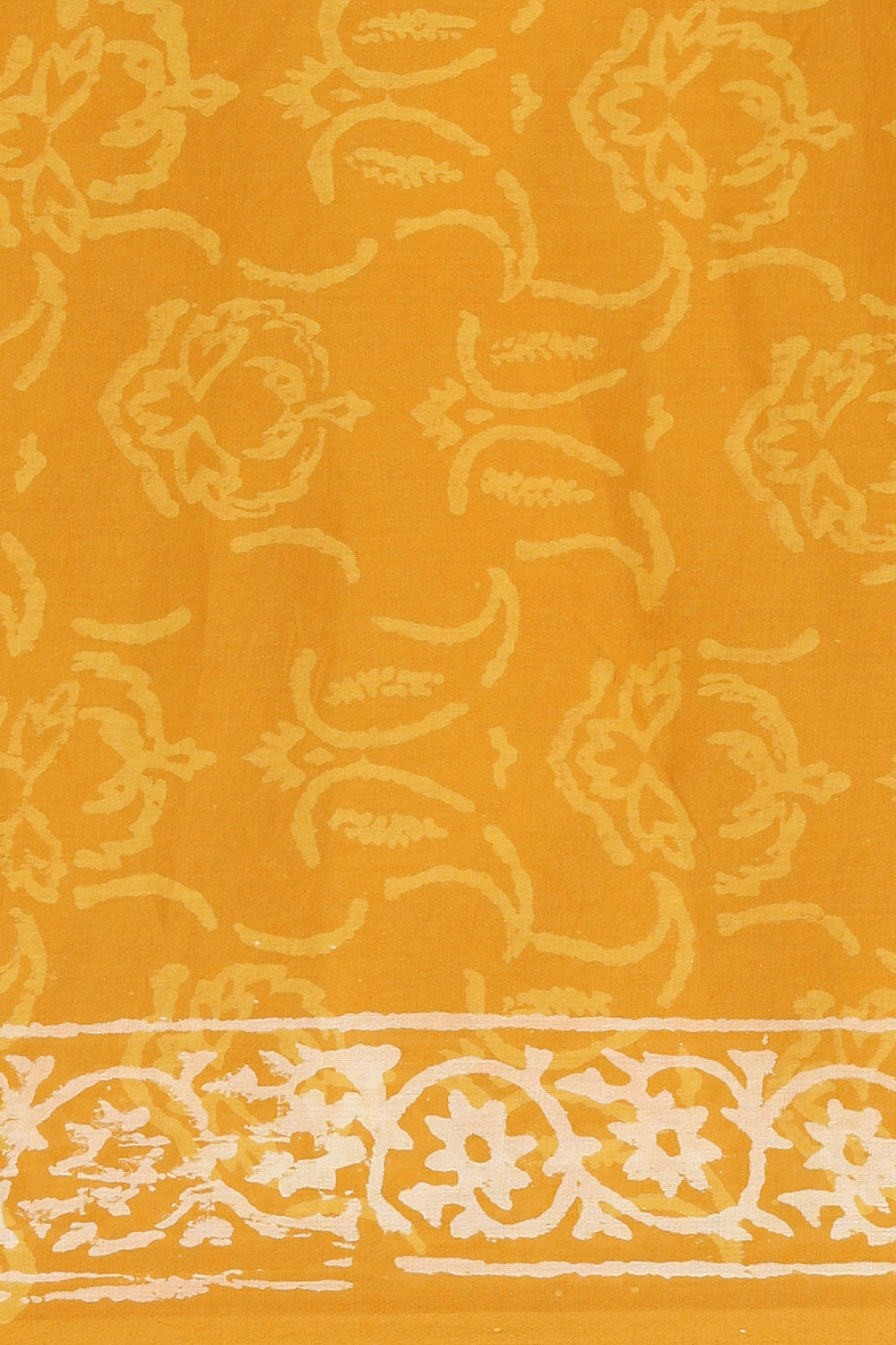 Yellow Pure Cotton Hand Printed Saree image number null
