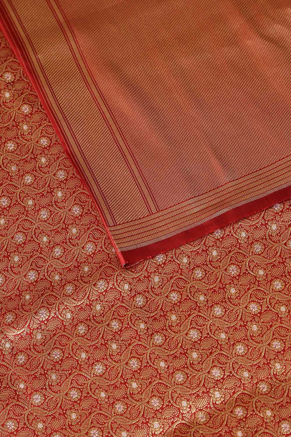 Dark Red Pure Silk Banarasi Saree image number null
