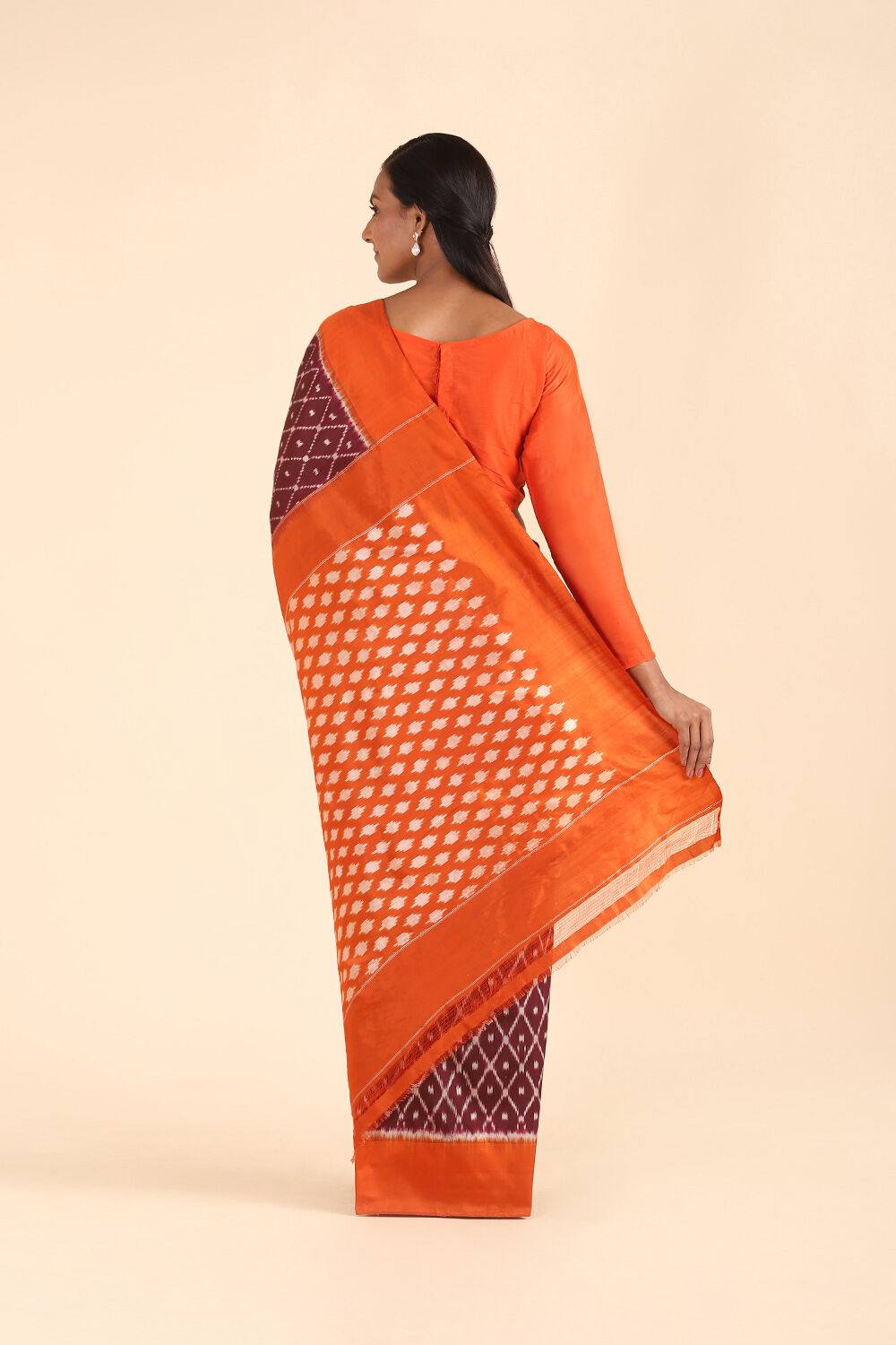 Brown Pure Silk Pochampalli Ikat Saree image number null