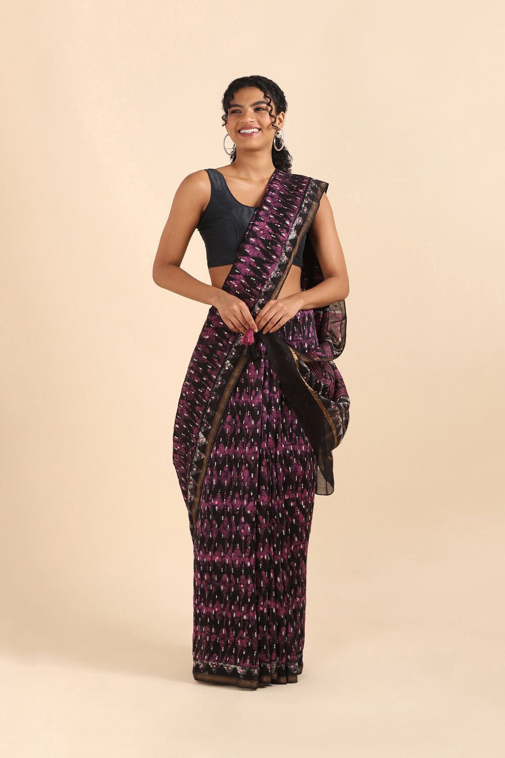 Purple Pure Silk Cotton Chanderi Saree image number null