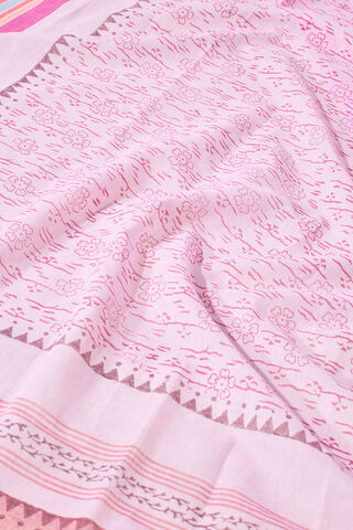 Pink Pure Cotton Block Printed Bengal Saree thumbnail image number null