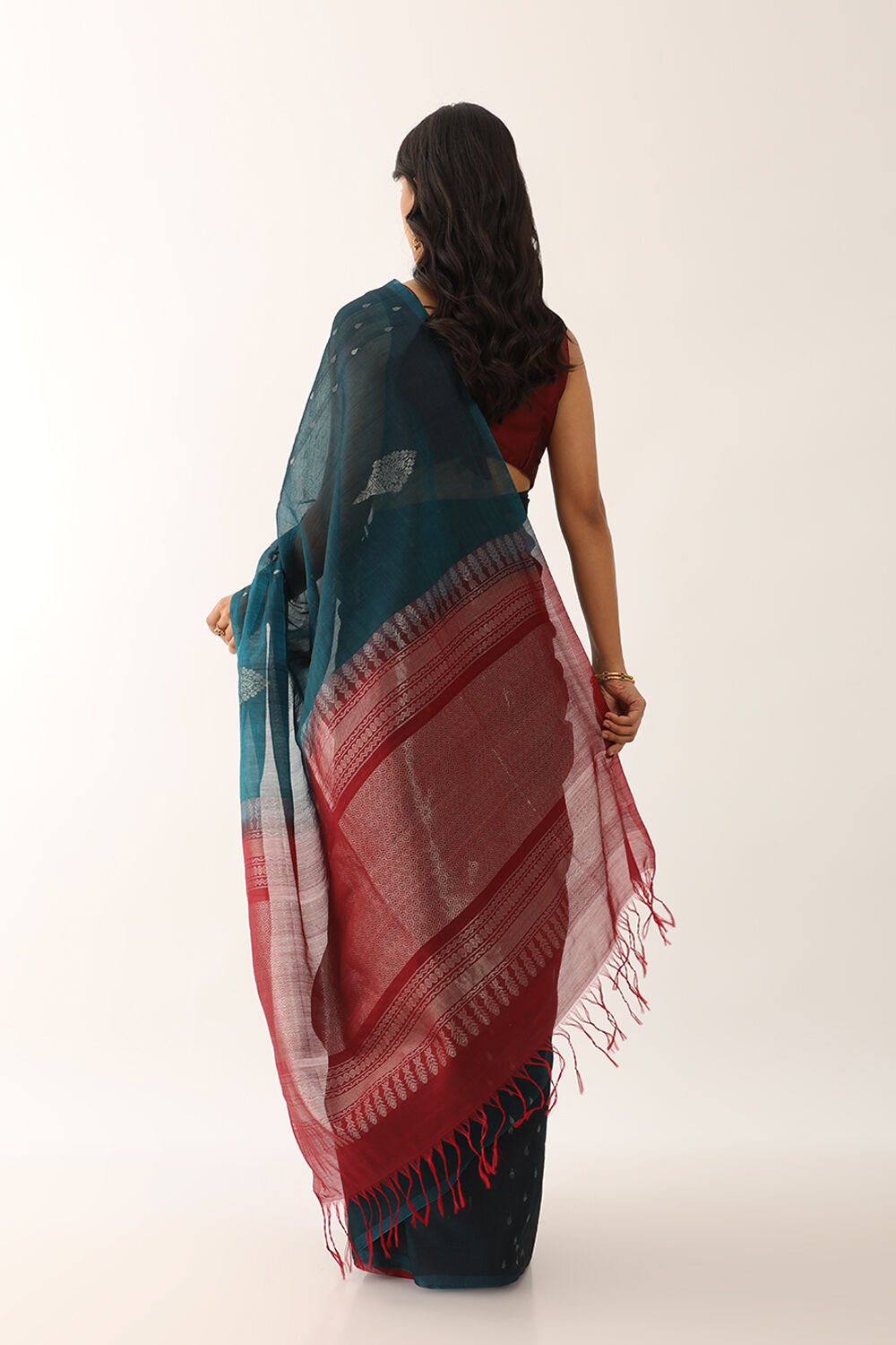 Navy Woven Pure South Silk Cotton Saree image number null