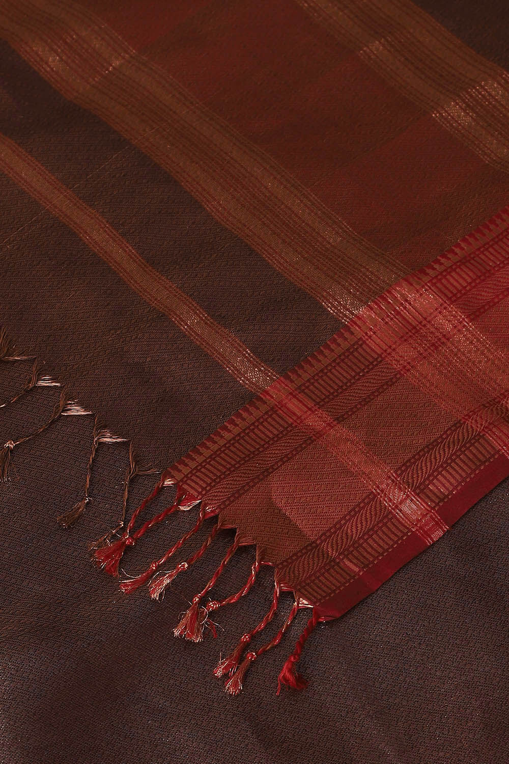 Brown Pure Silk Cotton Maheshwari Saree image number null