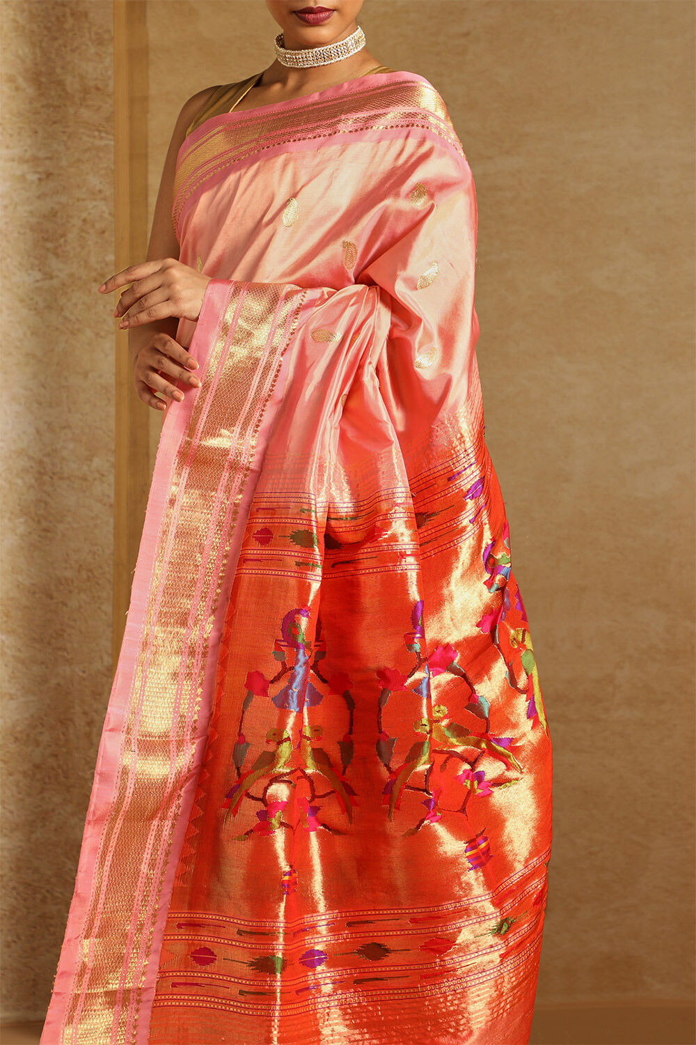 Pink Pure Silk Paithani Saree image number null