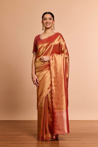 Red Woven Viscose Tissue Saree thumbnail image number null