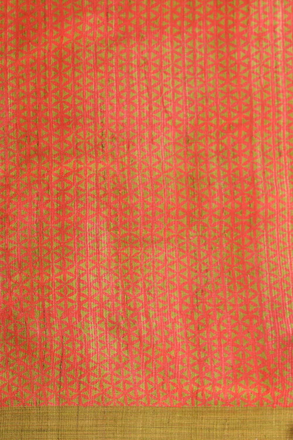 Light Green Block Printed Pure Tussar Silk Saree image number null