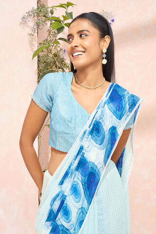 Light Blue Woven Pure Silk Tissue Blouse