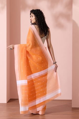 Orange Chanderi Woven Pure Silk Cotton Saree thumbnail image number null