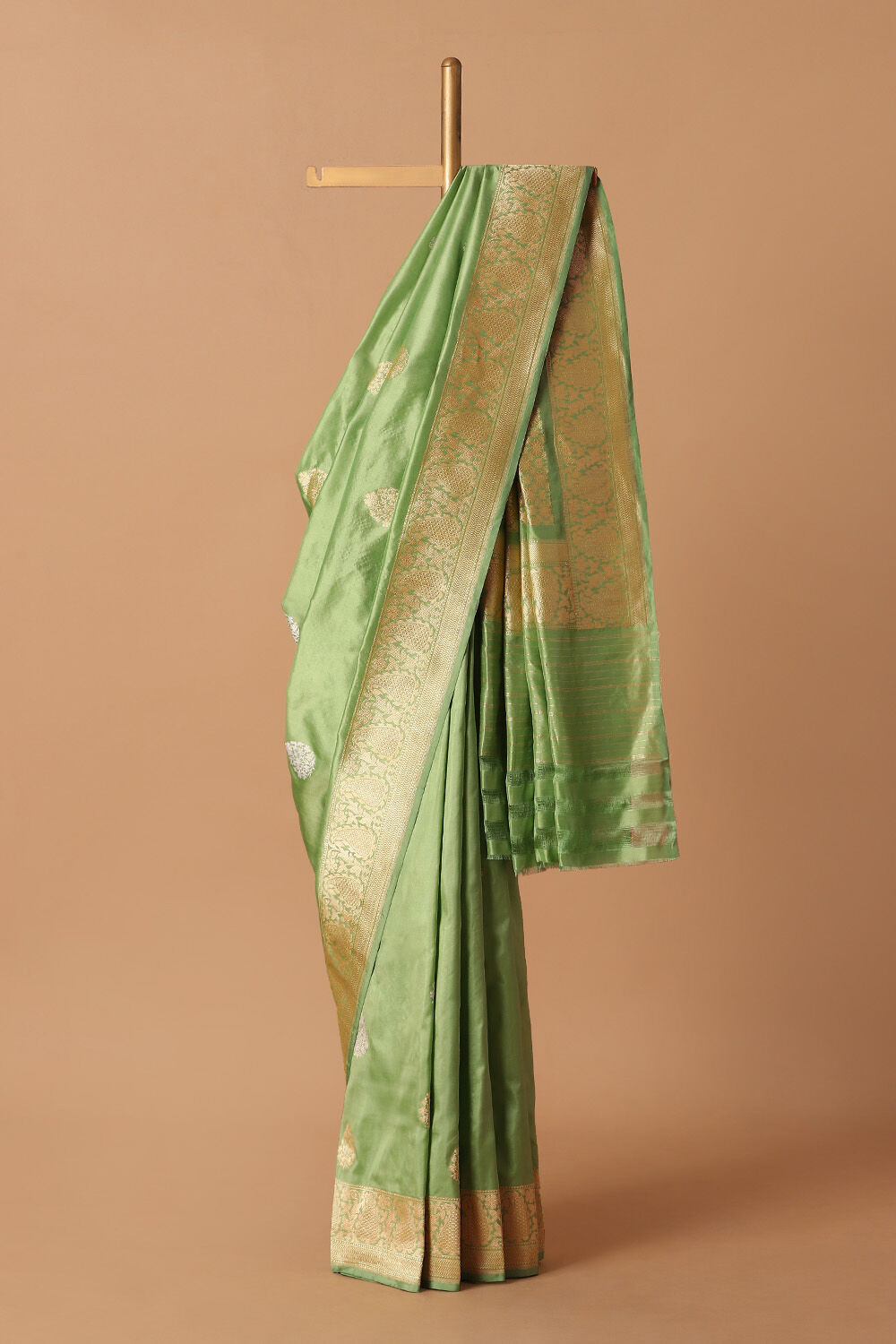 Light Green Pure Silk Banarasi Saree image number null