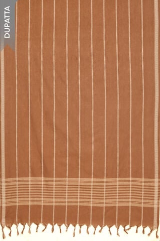 Brown Woven Pure Cotton Unstitched Suit Set thumbnail image number null