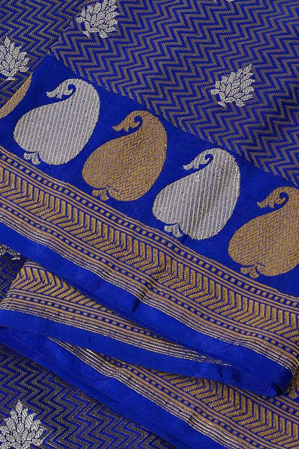 Blue Pure Silk Banarasi Brocade Saree image number null