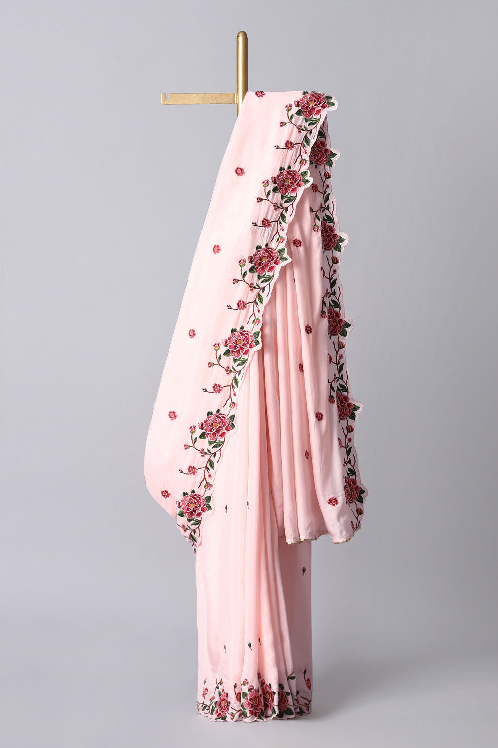 Light Pink Viscose Embroidered Saree image number null