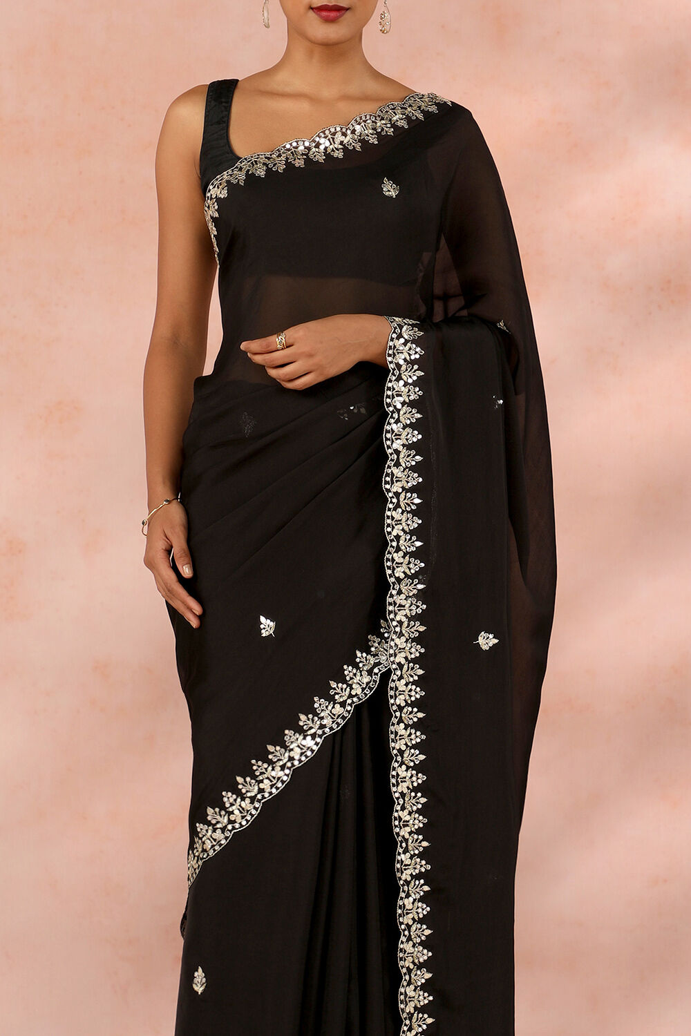 Black Contemporary Viscose Organza Gota Patti Saree image number null