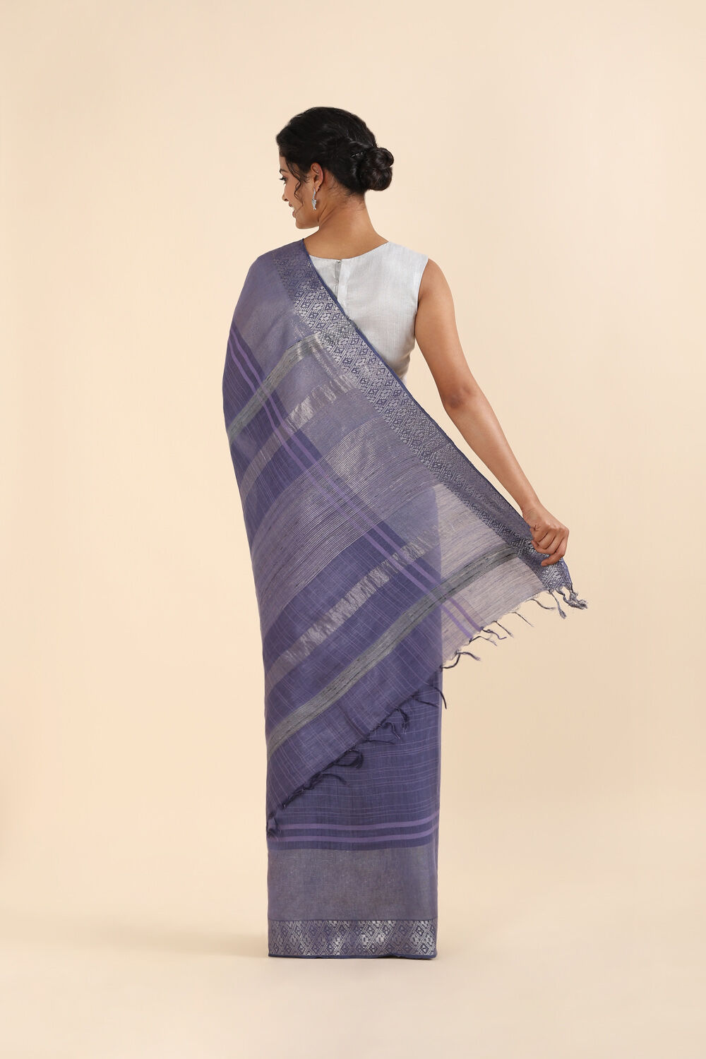 Grey Pure Tussar Silk Bhagalpuri Saree image number null