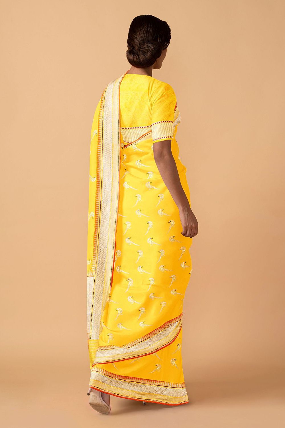 Yellow Pure Silk Banarasi Saree image number null
