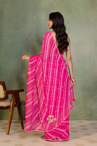 Pink Embroidered Viscose Georgette Rajasthan Saree thumbnail image number null