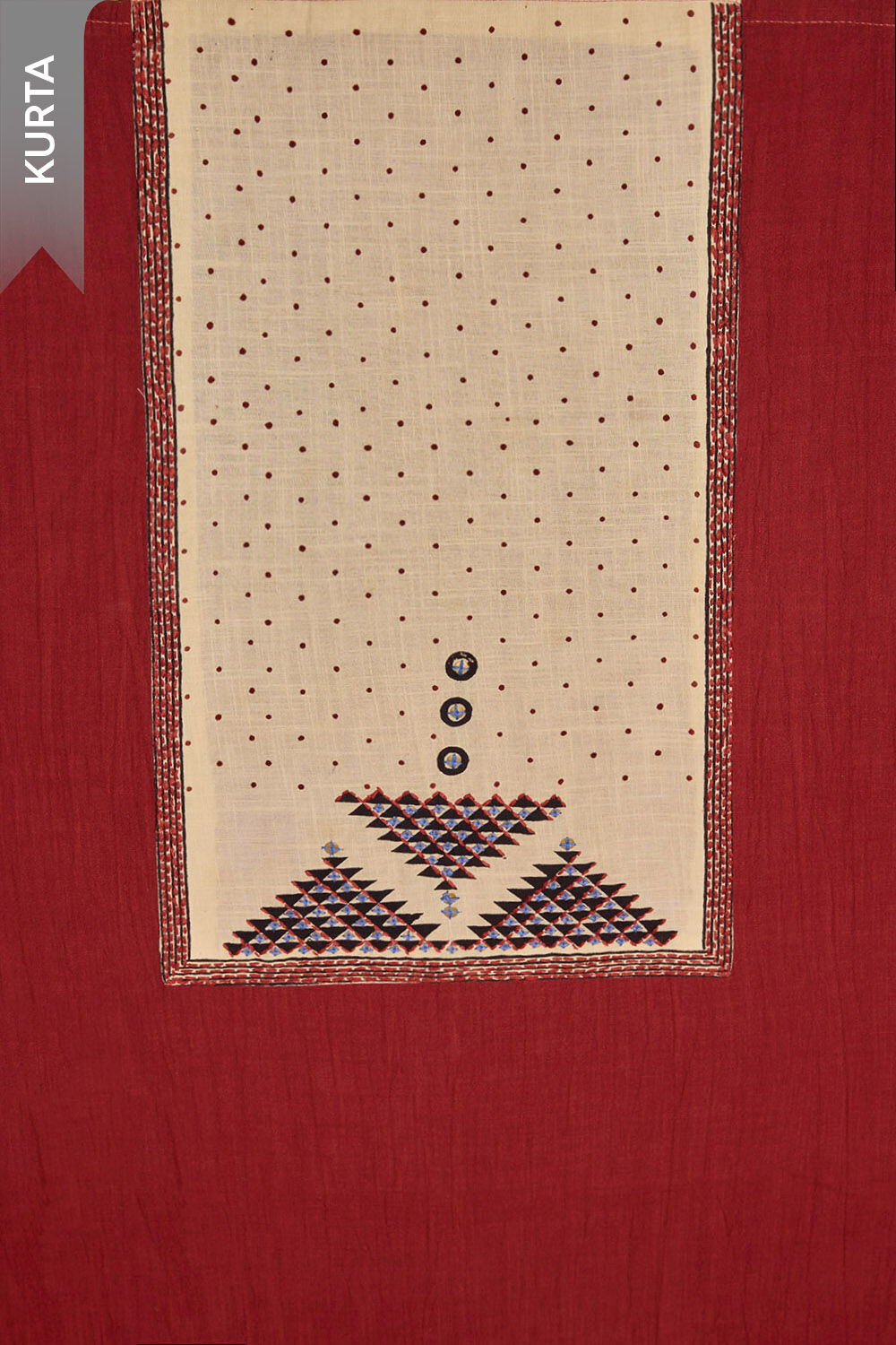 Dark Red Pure Cotton Bagru Block Printed Unstitched Suit Set image number null