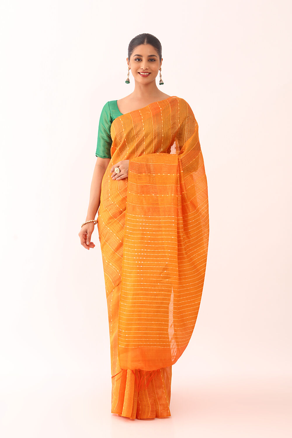 Orange Chattisgarh Woven Pure Tussar Silk Saree image number null