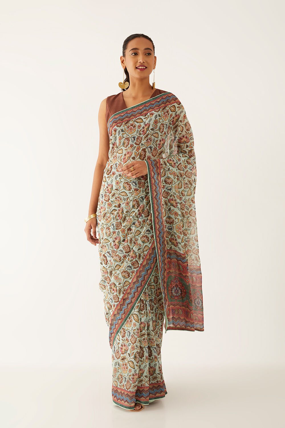 Light Blue Viscose Georgette Digital Printed Saree image number null