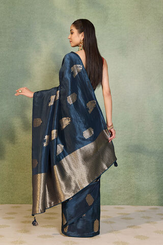 Dark Blue Woven Design Viscose Saree thumbnail image number null