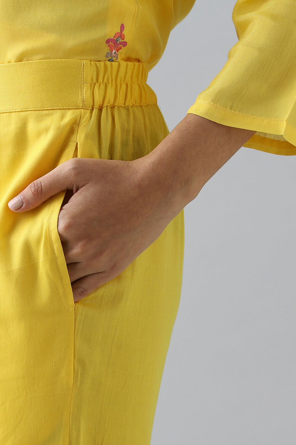 Dark Yellow Viscose Embroidered Kurta Set image number null