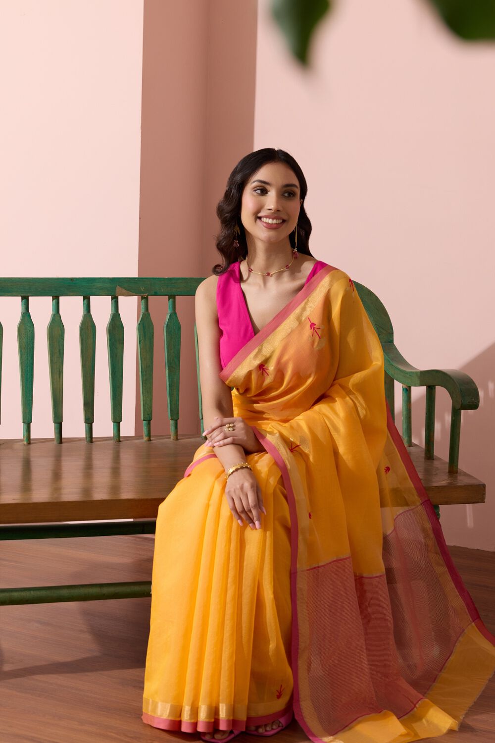 Orange Chanderi Eknaliya Pure Silk Cotton Saree image number null
