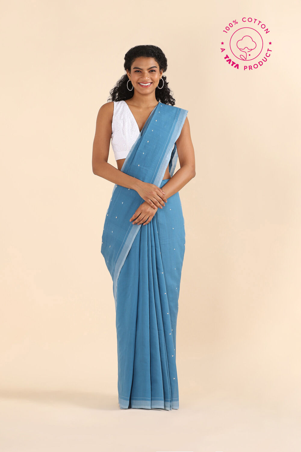 Blue Pure Cotton South Saree image number null