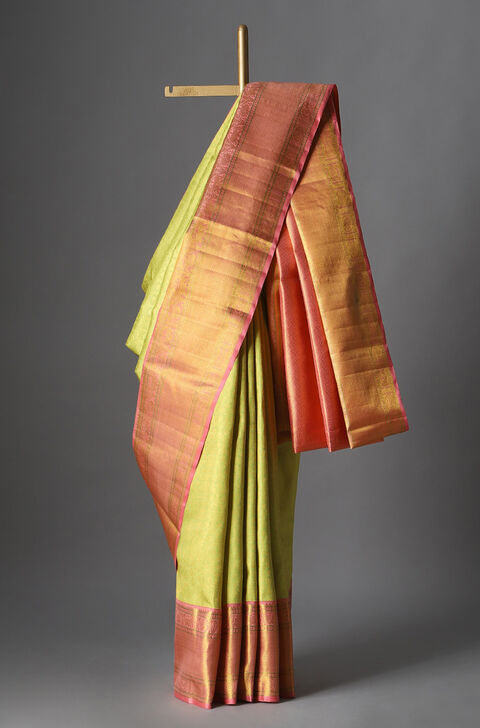 Light Green Pure Silk Kanjivaram Saree