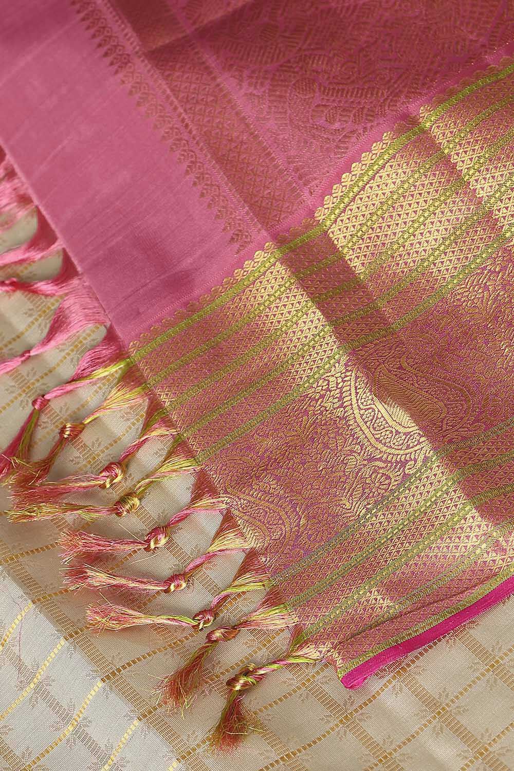 Beige Pure Silk Kanjivaram Saree image number null