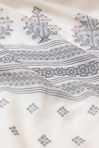 Off White Woven Pure Cotton Bengal Saree thumbnail image number null